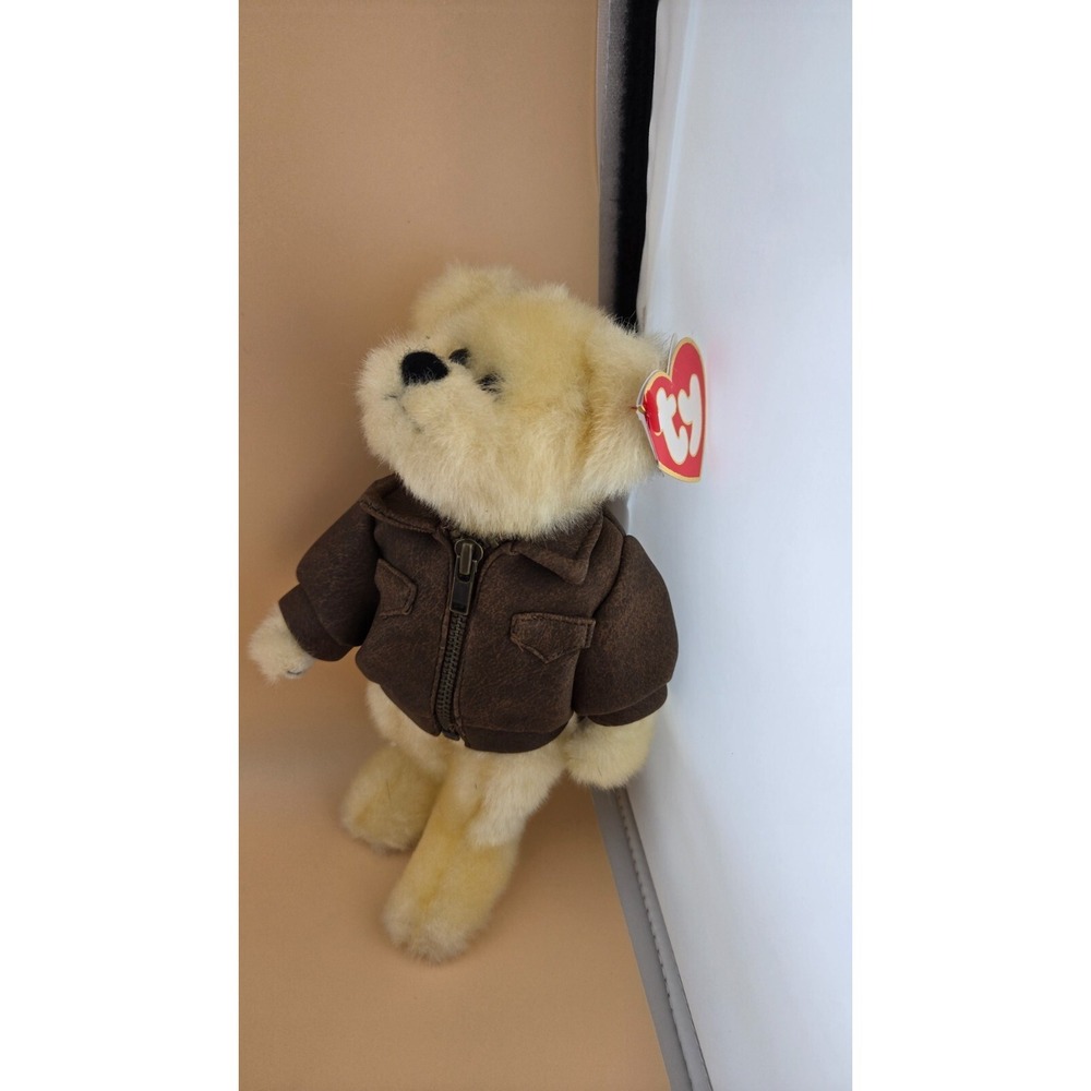 Ty beanie babies Attic Treasures Baron The Bear With Leather Jacket 1993 W/Tags
